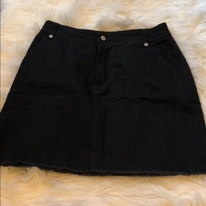 Black mini denim skirt